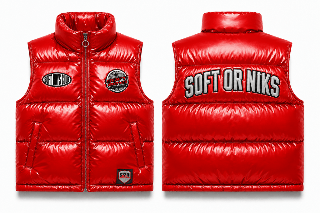 SBC SOFT OR NIKS RED PUFFER VEST SOFT BOYS CLUB