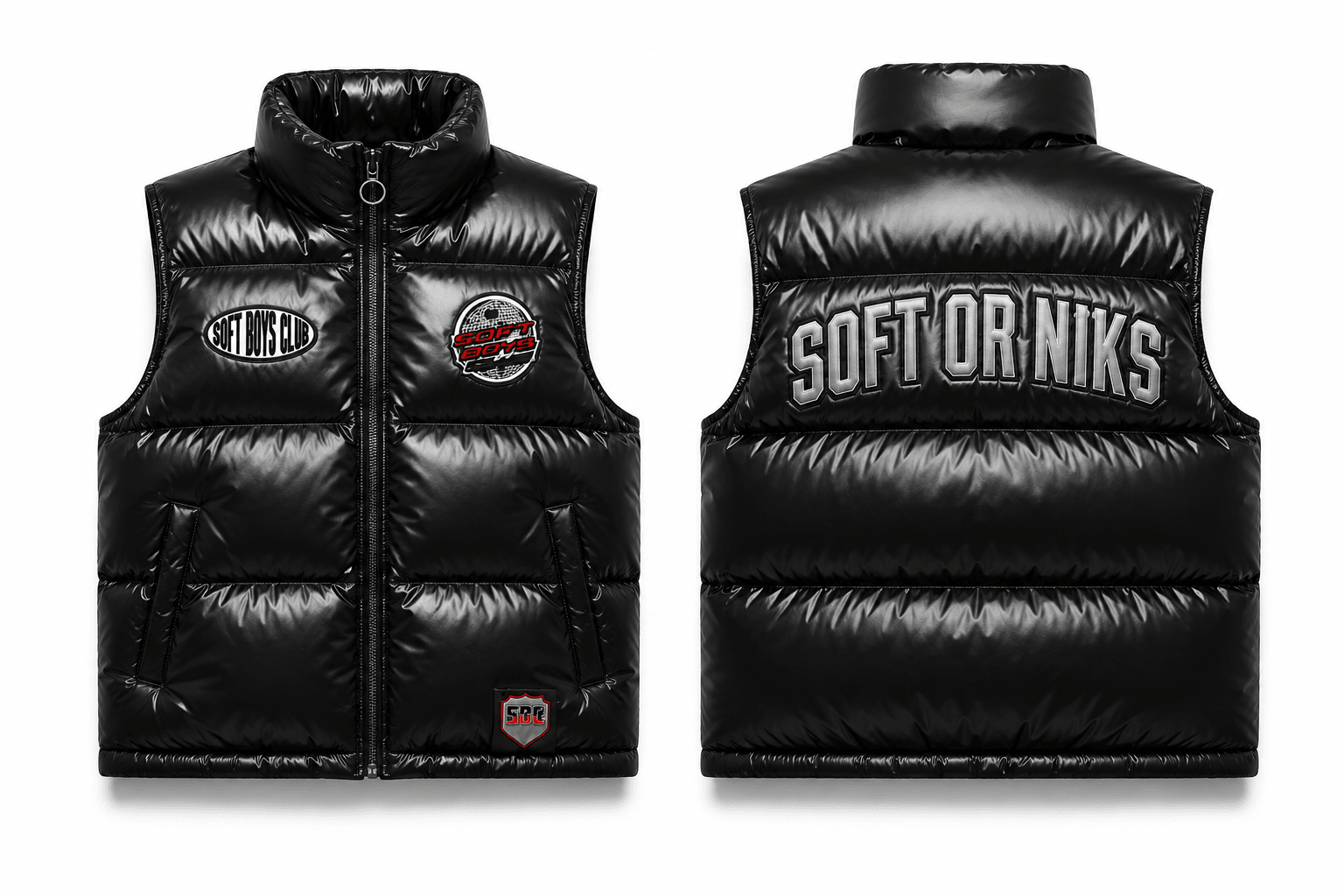SBC SOFT OR NIKS BLACK PUFFER VEST - SOFT BOYS CLUB