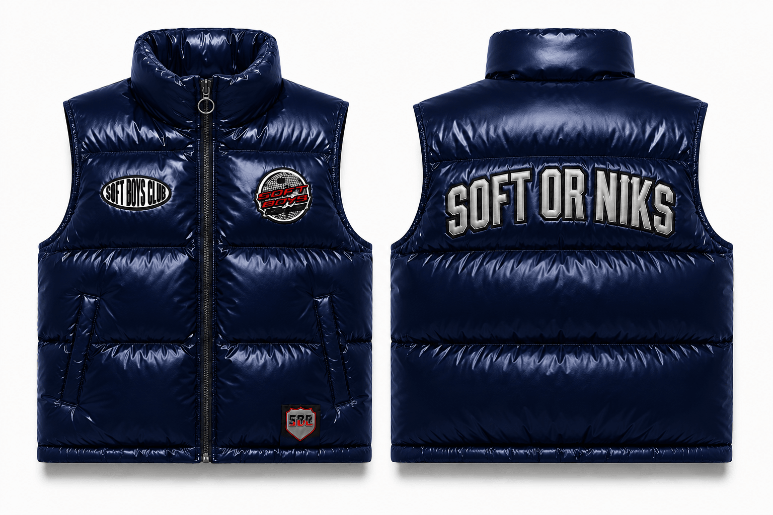 SBC SOFT OR NIKS NAVY PUFFER VEST - SOFT BOYS CLUB