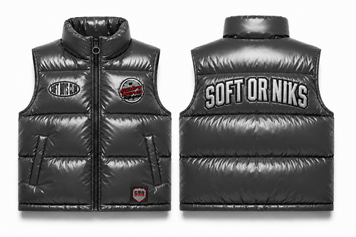 SBC SOFT OR NIKS CHARCOAL PUFFER VEST - SOFT BOYS CLUB